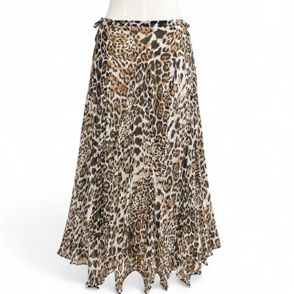 Y2K leopard print handkerchief midi skirt